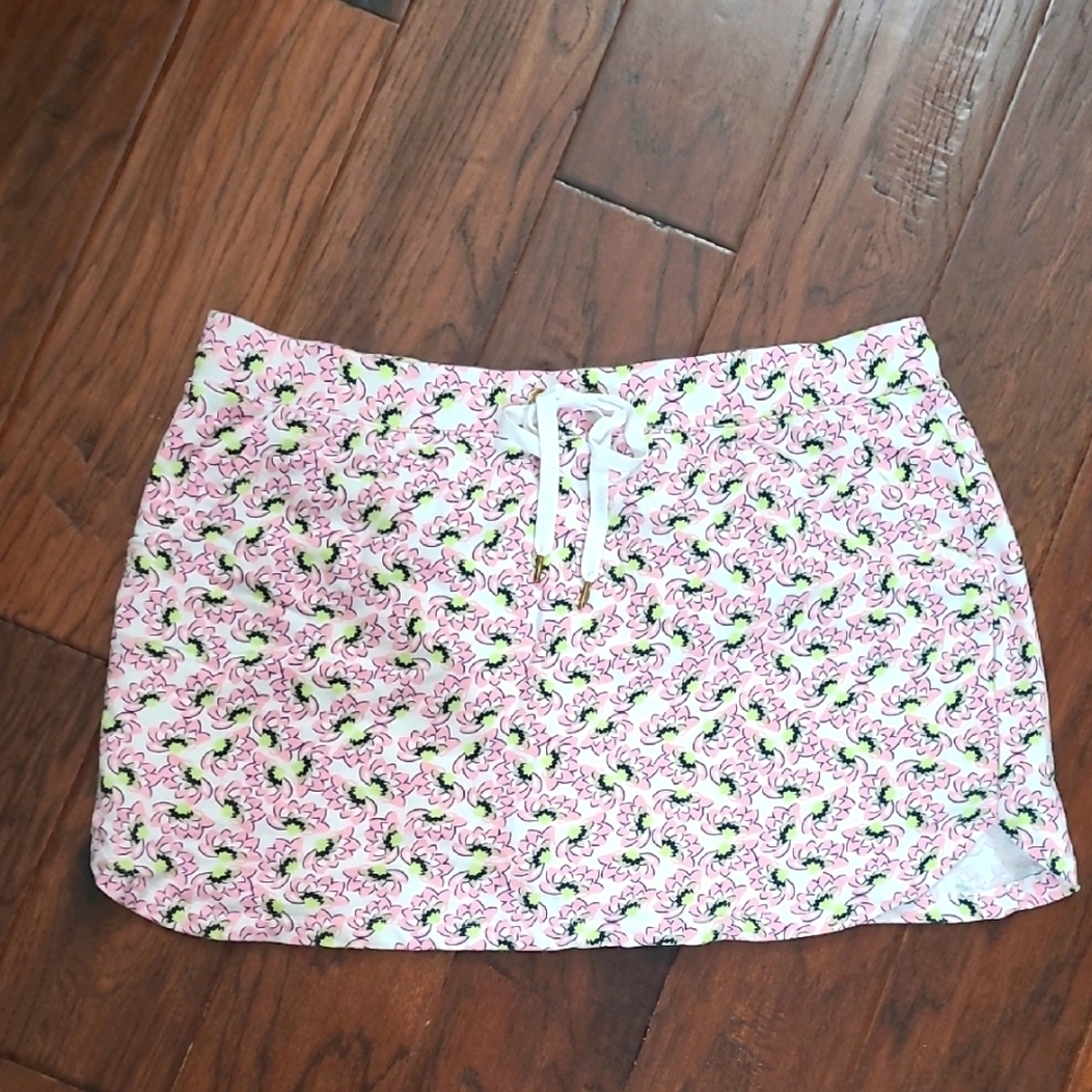 Crown & Ivy White Skort with Pink & Green Floral Design size XL